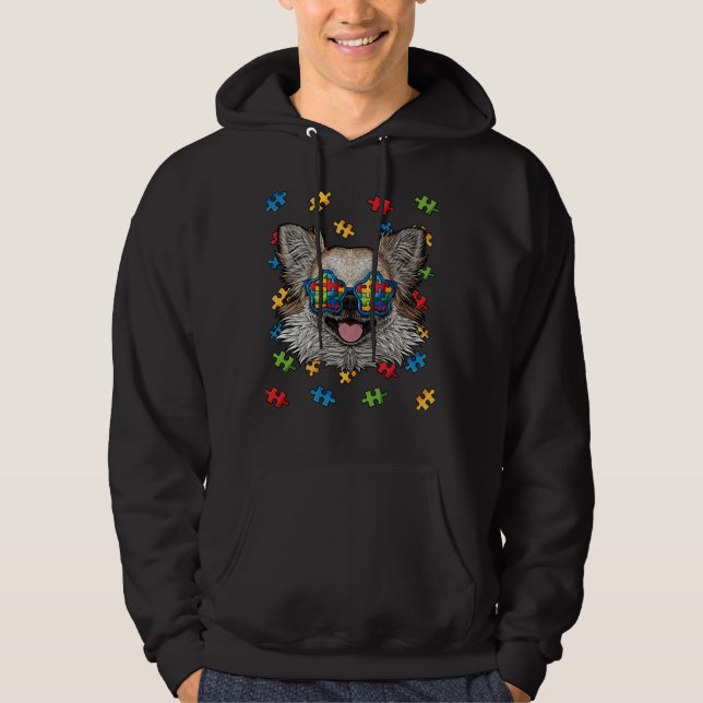 Sudadera Autismo Conciencia Chihuahua Puzzle Sungafas Autis (Anverso)
