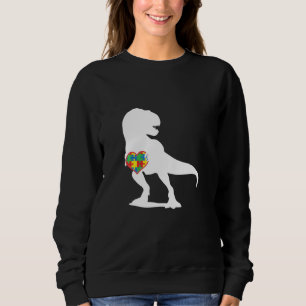 Sudadera Autismo Conciencia Dinosaurio T Rex Puzzle Heart