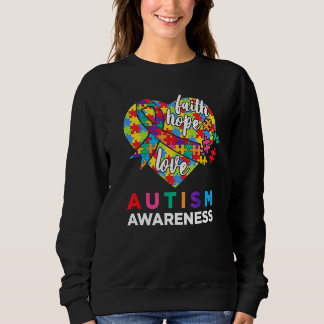 Sudadera Autismo Conciencia Fe Esperanza Amor Autismo Cinta (Anverso)
