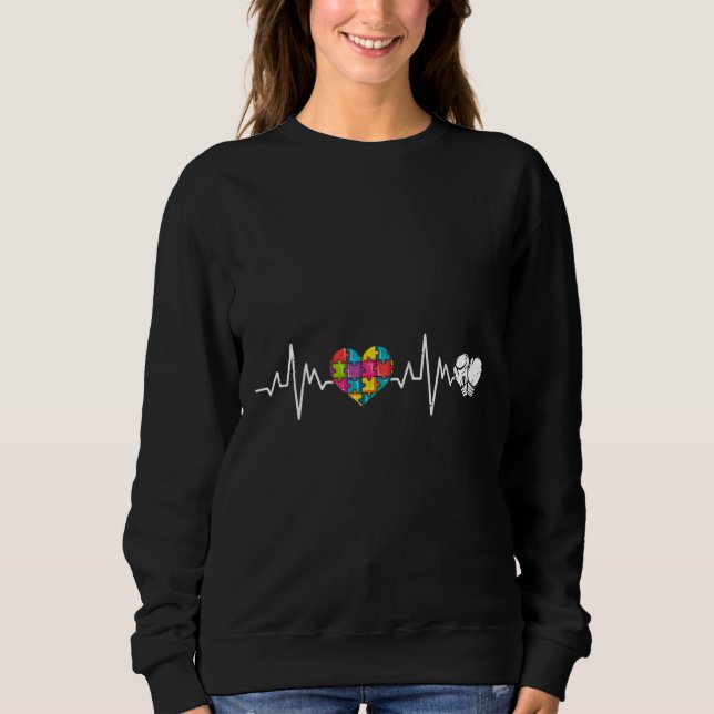 Sudadera Autismo Conciencia Heartbeat Puzzle Boxing Support (Anverso)