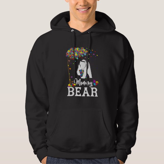 Sudadera Autismo Conciencia mami Bear Soporte autista (Anverso)