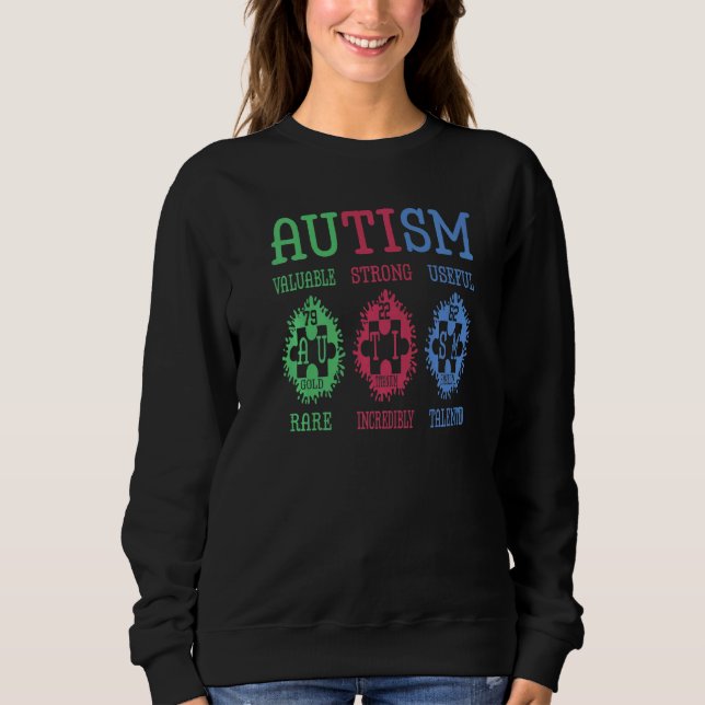 Sudadera Autismo Conciencia Rompecabezas Elementos De Tabla (Anverso)