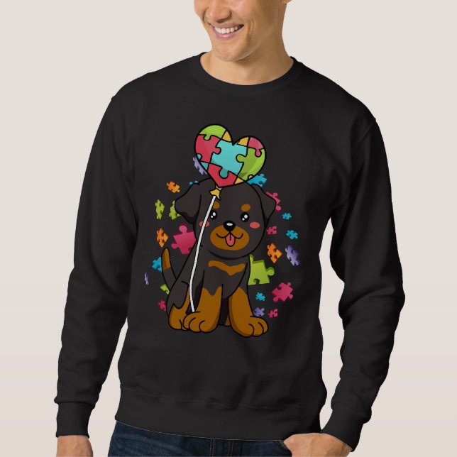 Sudadera Autismo Conciencia Rottweiler Perro Rompecabezas A (Anverso)