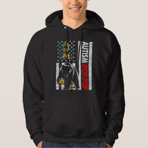 Sudadera Autismo de la bandera retro-norteamericana con con