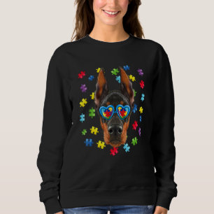 Sudadera Autismo gracioso Doberman Perro Puzzle Gafas de so