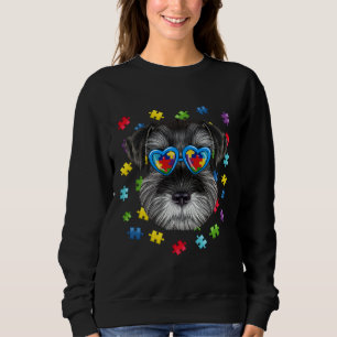 Sudadera Autismo gracioso Schnauzer Perro Puzzle Gafas de s
