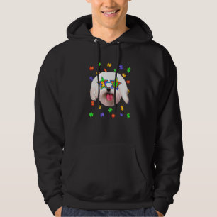 Sudadera Autismo lindo Perro maltés rompecabezas gafas de s