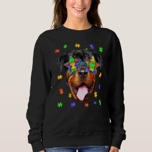 Sudadera Autismo lindo Rottweiler Perro Puzzle Gafas de sol