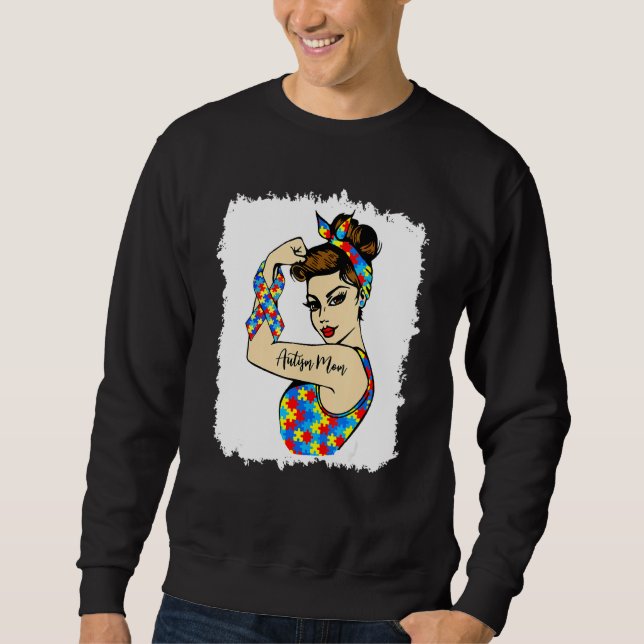 Sudadera Autismo Mamá Inquebrantable Rosie The Riveter Fuer (Anverso)