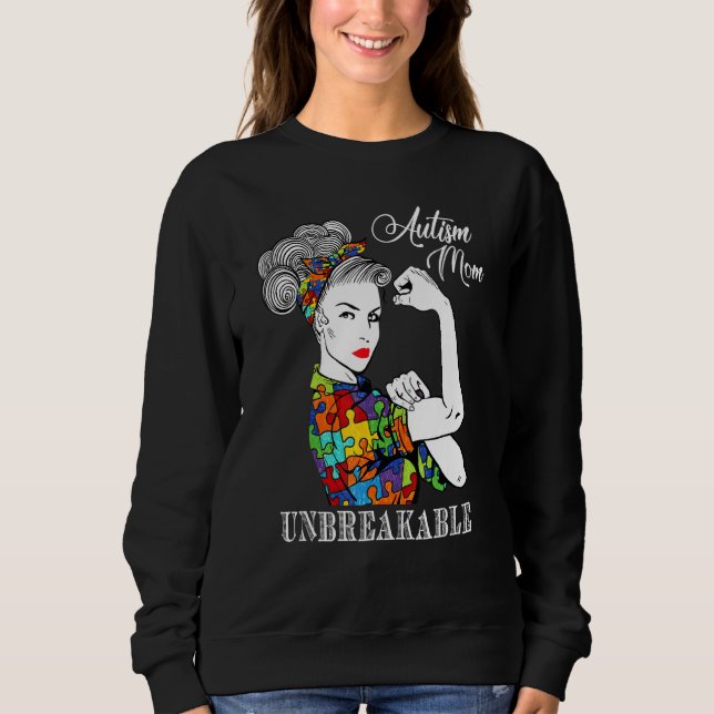 Sudadera Autismo Mamá Una Conciencia Inquebrantable Sobre E (Anverso)