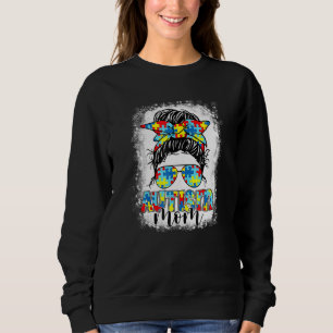 Sudadera Autismo Mamá Vida Desordenada Bun Gafas De Sol Aut