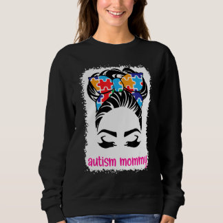 Sudadera Autismo Mes de Conciencia Mami Messy Hair Bun Madr