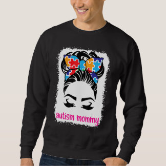 Sudadera Autismo Mes de Conciencia Mami Messy Hair Bun Madr