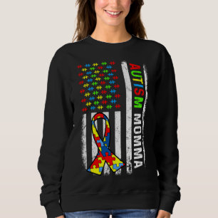 Sudadera Autismo Momma Bandera Estadounidense Autismo Famil