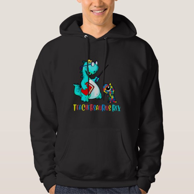 Sudadera Autismo Profesor Dinosaurio Teachersaurus Concienc (Anverso)