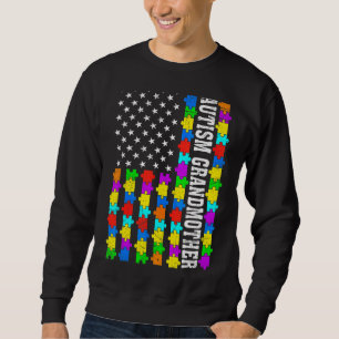 Sudadera Autismo retro Abuela Bandera Americana Amor Autism