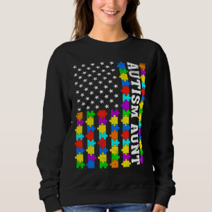 Sudadera Autismo retro contra la bandera norteamericana amo