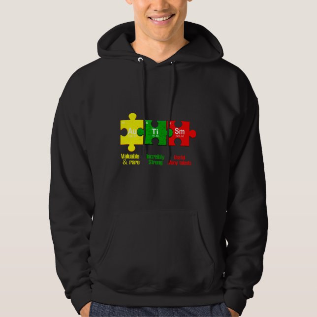 Sudadera Autismo Rompecabezas Química Horario Tabla Element (Anverso)