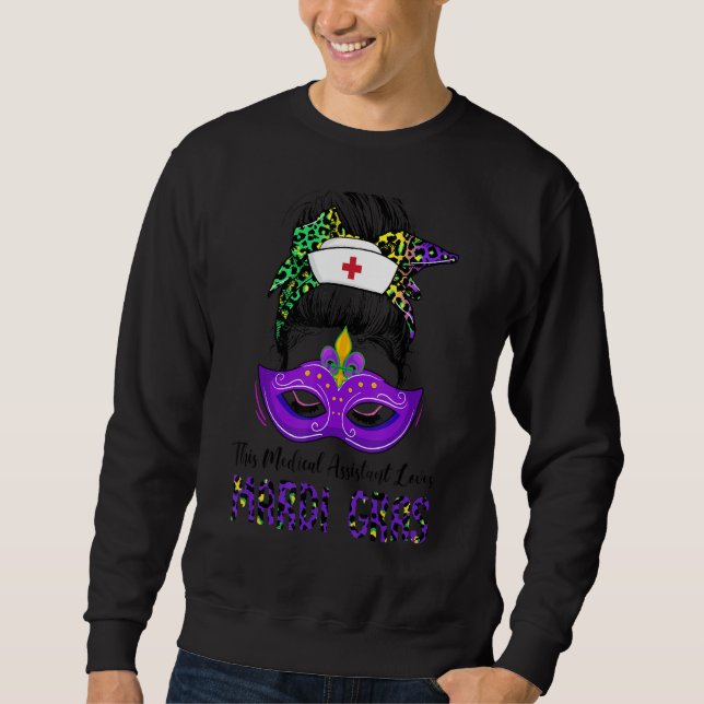 Sudadera Auto del asistente médico Leopard Messy Bun Mardi  (Anverso)