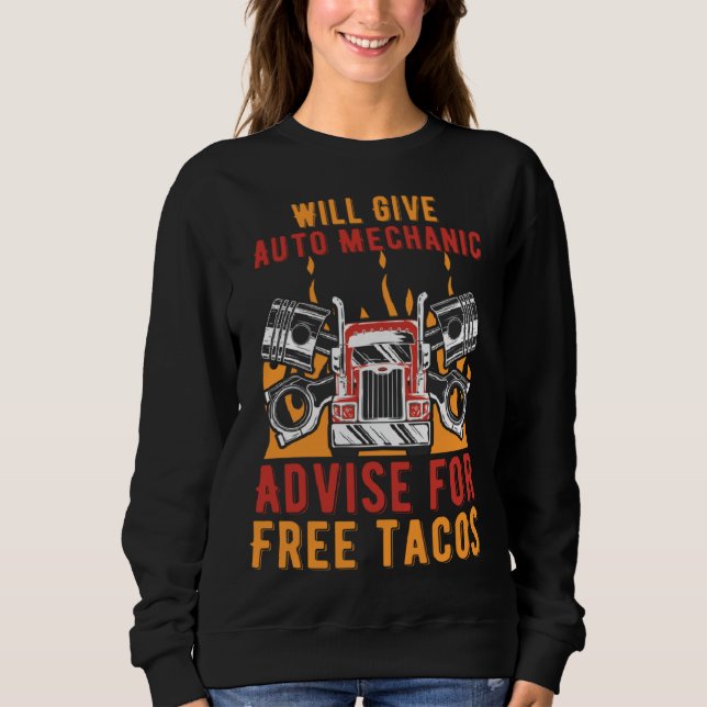 Sudadera Auto Mechanic Advice for Tacos Car Car Repair Gara (Anverso)
