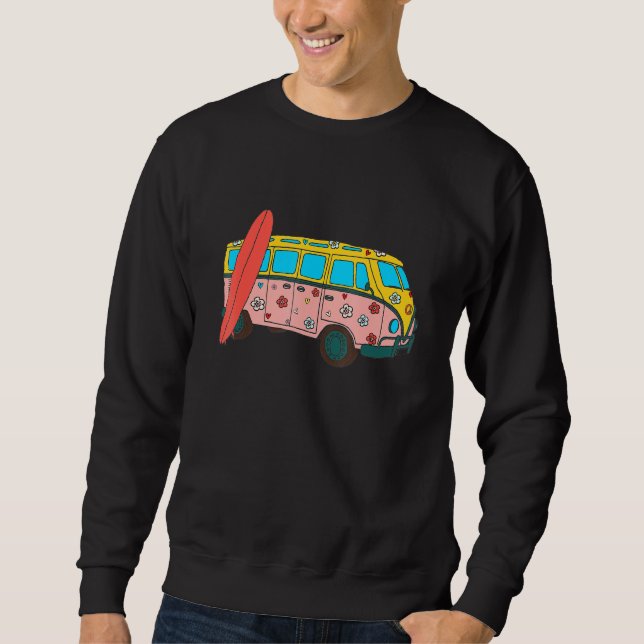 Sudadera Autobús Hippie Peace Retro Van Flowers Camper Summ (Anverso)