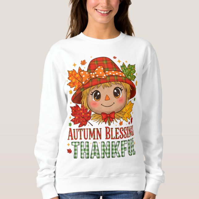 Sudadera Autumn Blessings Scarecrow Sweatshirt – Cozy Thank (Anverso)