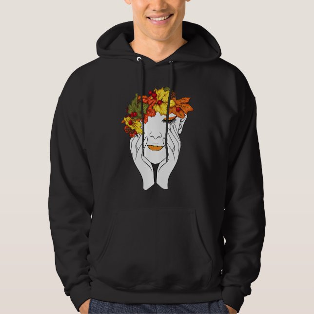 Sudadera Autumn Flower Bouquet Girl Thanksgiving Retro ART  (Anverso)