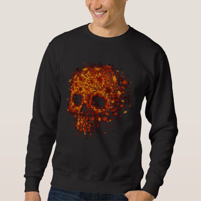 Sudadera Autumn Skull Shape Fall Leaves Graphics Halloween (Anverso)