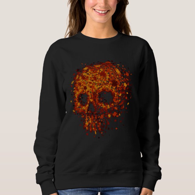 Sudadera Autumn Skull Shape Fall Leaves Graphics Halloween (Anverso)