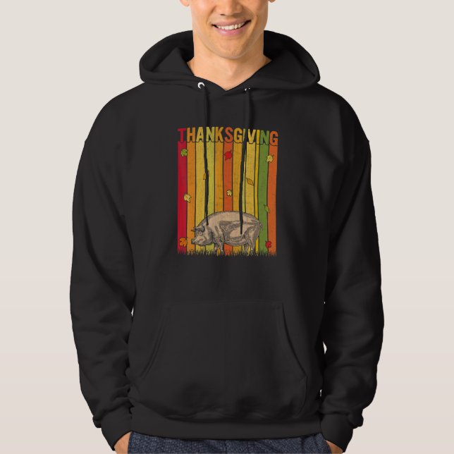 Sudadera Autumn Thanksgiving Retro Cute Pig  Thanksgiving (Anverso)