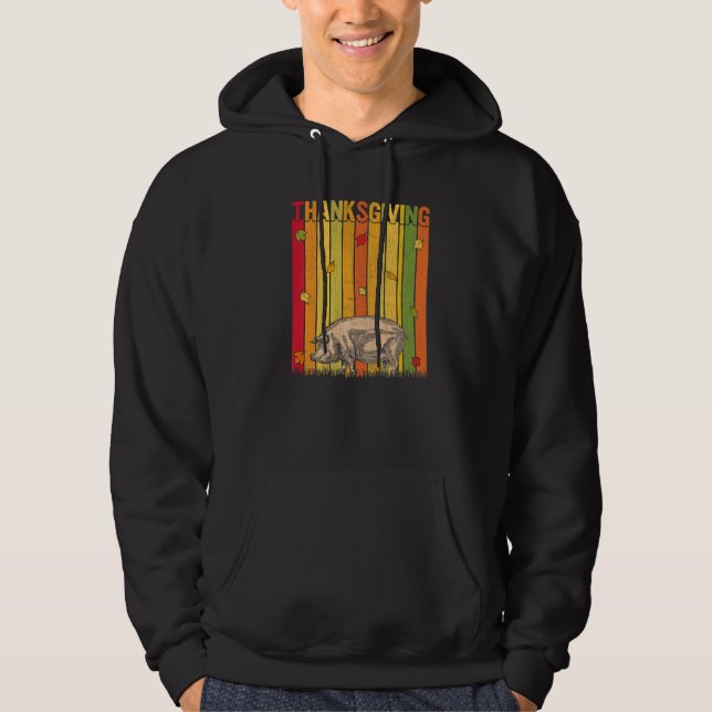 Sudadera Autumn Thanksgiving Retro Cute Pig Thanksgiving (Anverso)