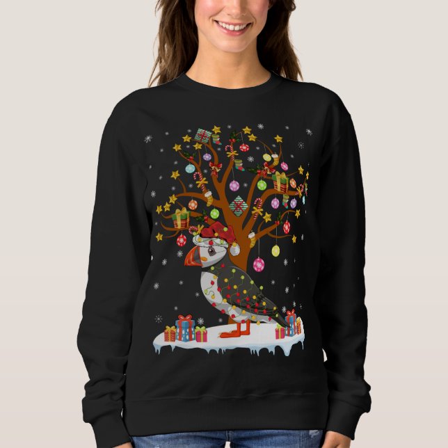 Sudadera Ave de Puffin Xmas Árbol de iluminación Santa Puff (Anverso)