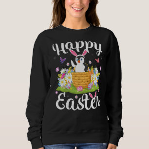 Sudadera Ave Pingüino Pascua Huevos de caza Floral Penguin 