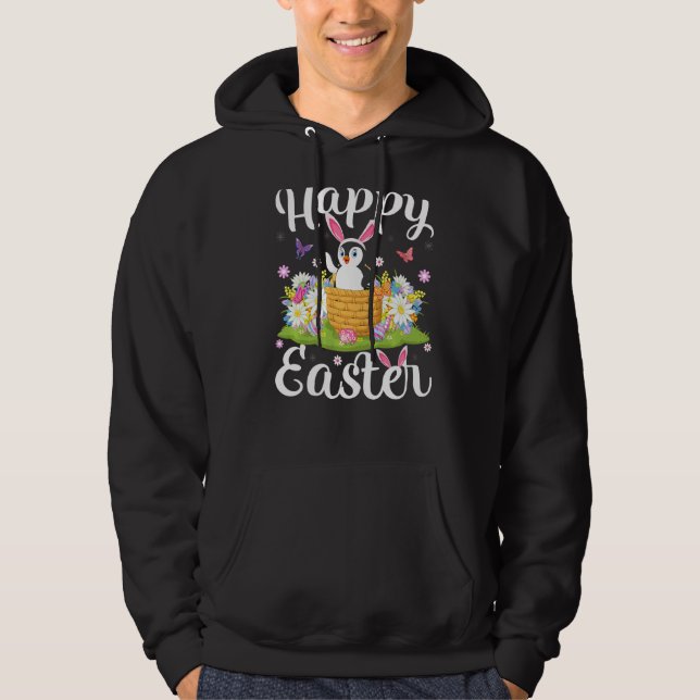 Sudadera Ave Pingüino Pascua Huevos de caza Floral Penguin  (Anverso)