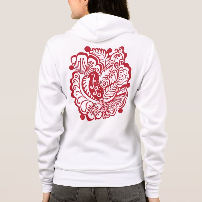 Sudadera Ave roja y mariposa Hoodie (Reverso)