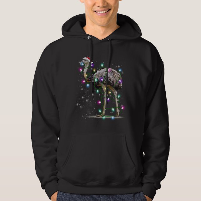 Sudadera Ave Santa Emu con luces de Navidad regalo Gracioso (Anverso)