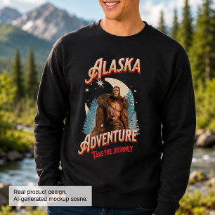 Sudadera Aventura de Bigfoot de Alaska Arte de Retro Natura