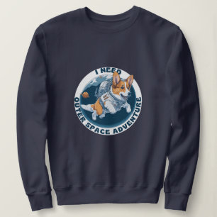 Sudadera Aventura divertida y linda corgi Perro en el espac