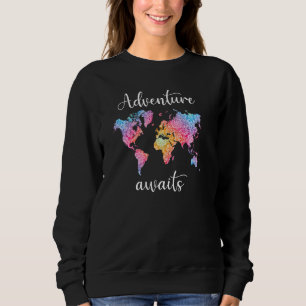 Sudadera Aventura espera a Mandala World Map Travel Outdoor