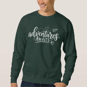 Sudadera Aventuras Espera Verde Bosque Minimalista Viaje 