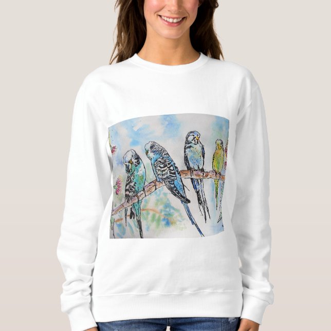Sudadera Aves australianas Budgie Watercolor Art Key Ring (Anverso)