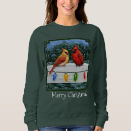 Sudadera Aves cardenales y luces Navidades