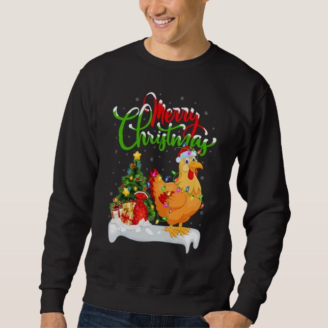 Sudadera Aves de pollo Decoraciones navideñas Santa Chicken (Anverso)