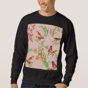 Sudadera Aves Exóticas: Sin Marea Floral Vintage.