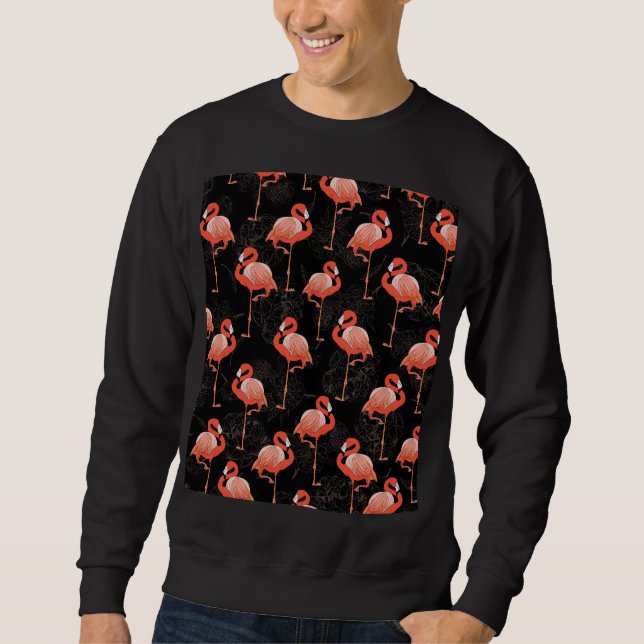 Sudadera Aves Flamingos: Diseño Textil Vintage (Anverso)