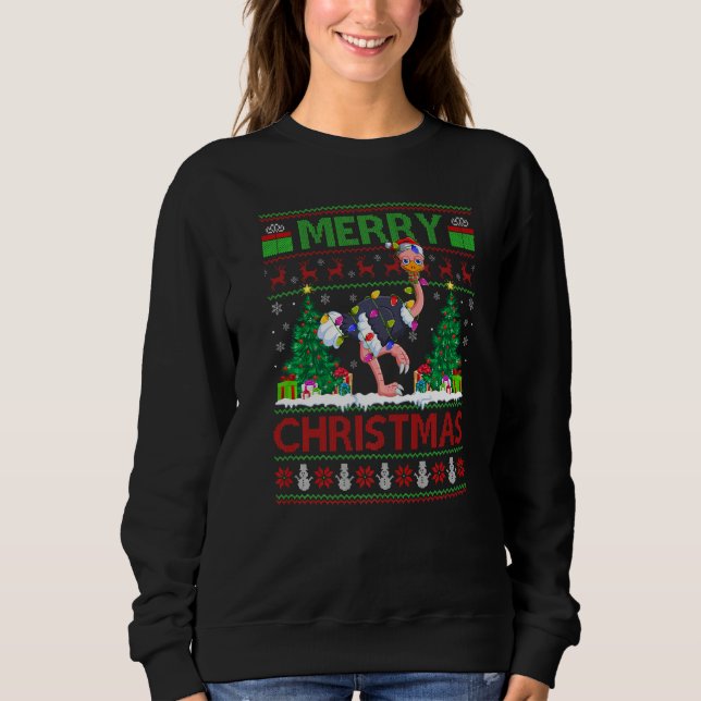 Sudadera Avestruz Pájaro Árbol de Navidad Santa Feo Avestru (Anverso)