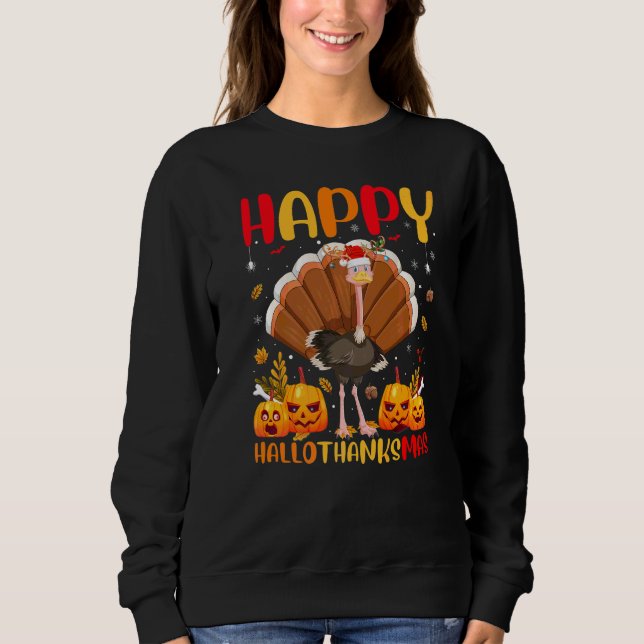 Sudadera Avestruz Pájaro Avestruz Feliz Hellothanksmas (Anverso)