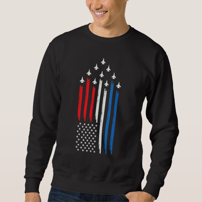 Sudadera Avión De Combate Del 4 De Julio Rojo Blanco Azul E (Anverso)