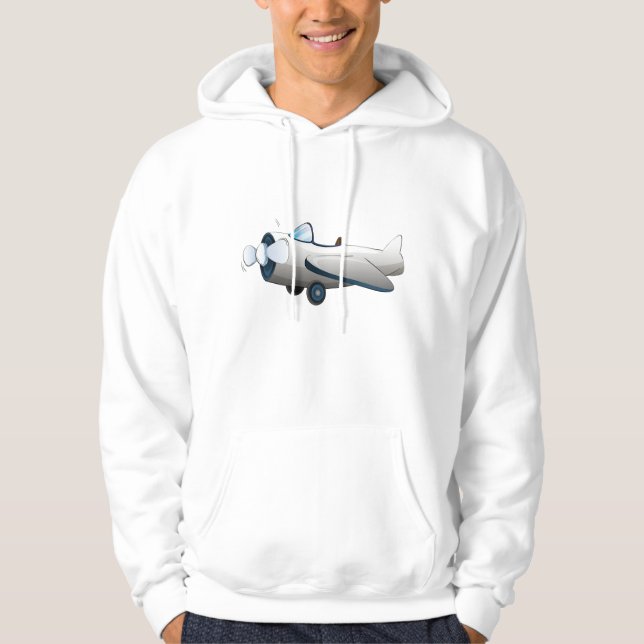 Sudadera Avión de hélice de dibujos animados blancos estilo (Anverso)