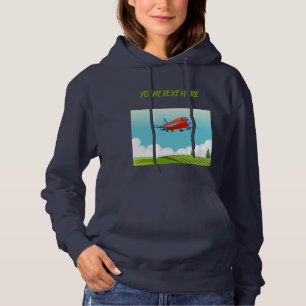 Sudadera Avión Rojo de Dibujos Animados Lindos Viaje Nombre